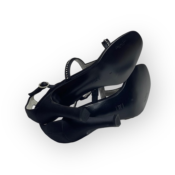 new Kenneth Cole ✰ Evening Star Rhinestone Embellished Sandal ✰ Black Satin ✰ 8M - Picture 12 of 16